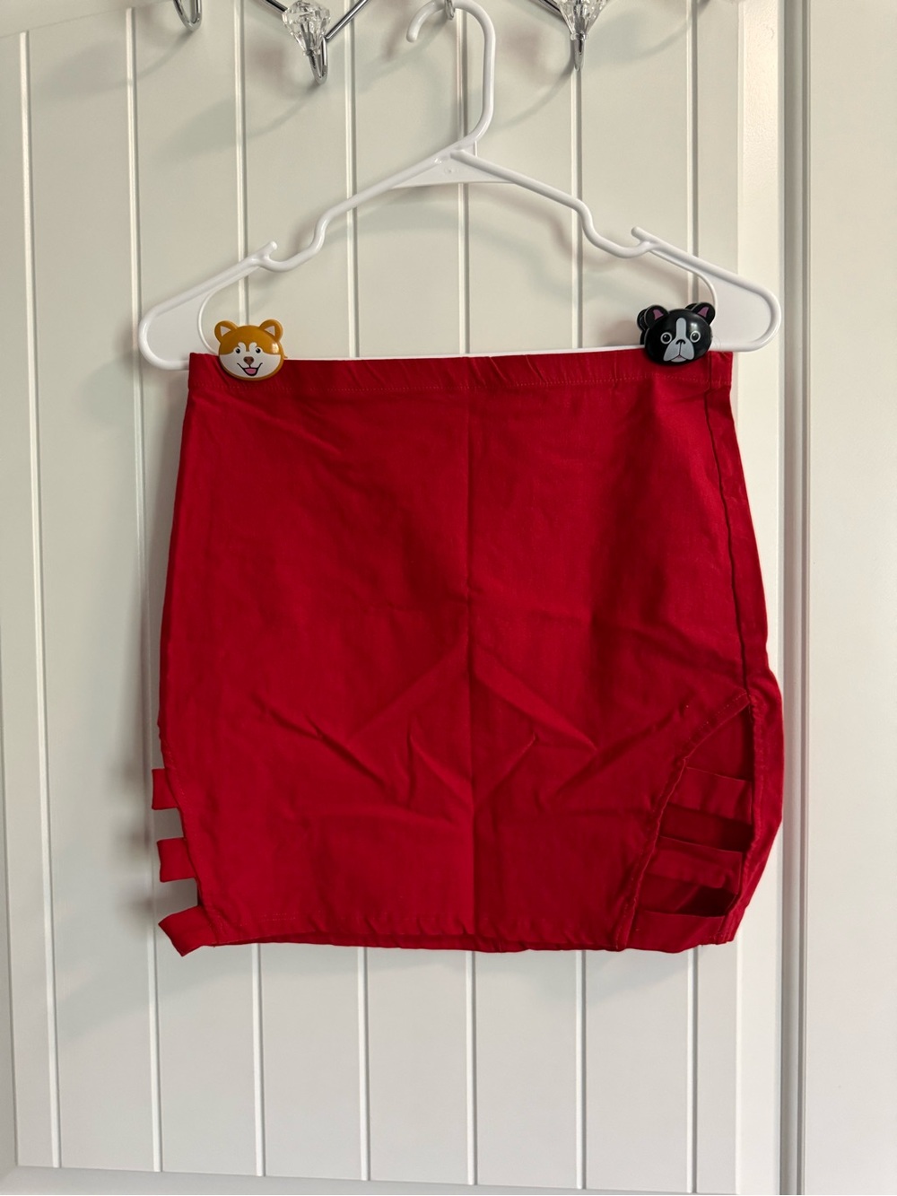 Red Cut-Out Mini Skirt